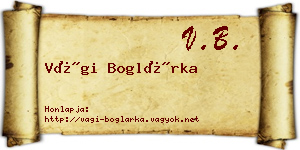 Vági Boglárka névjegykártya